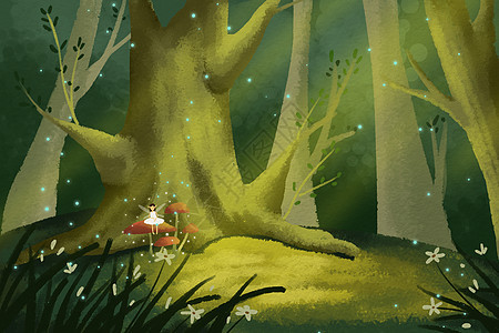 森林场景插画图片