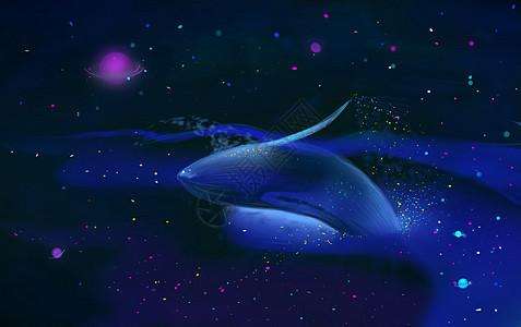 夜晚时空中的鲸鱼图片