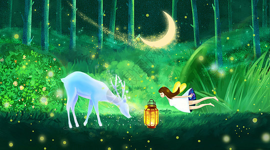 林间小鹿插画图片下载 正版图片 摄图网