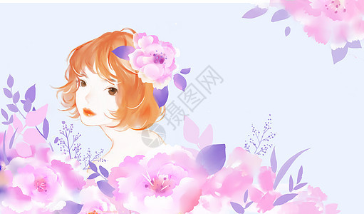 女生节唯美花卉插画背景图片