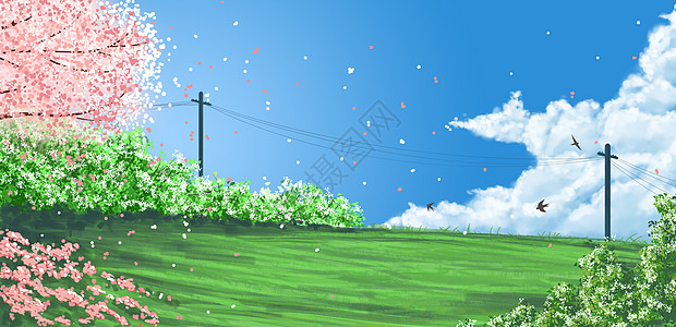 春暖花开插画背景图片