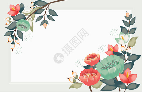 树叶矢量图手绘水彩花朵装饰插画