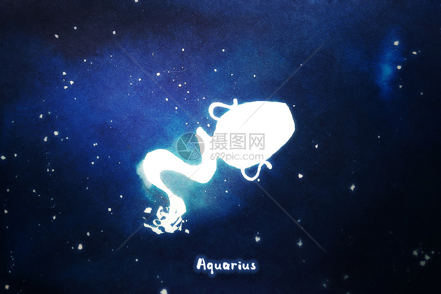 水瓶座十二星座治愈系插画插画图片下载 正版图片 摄图网