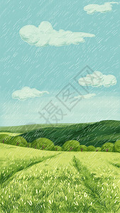 绿色屏保二十四节气谷雨插画插画