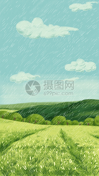 二十四节气谷雨插画图片