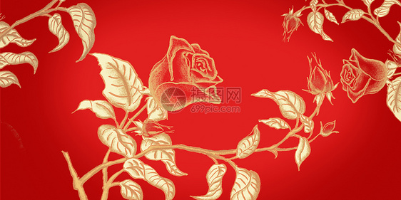 复古玫瑰背景插画图片