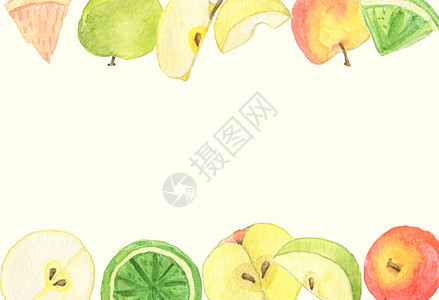 手绘水彩水果背景图片