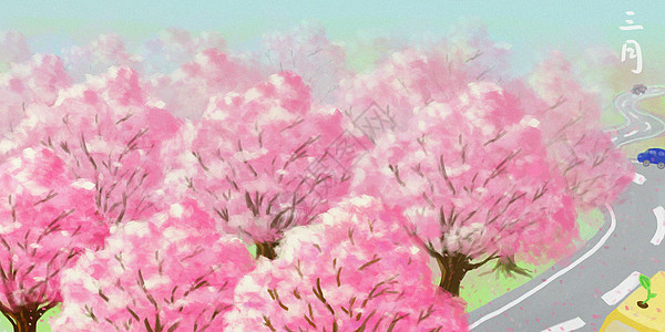 赏樱花背景图片