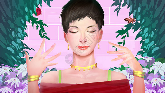 美容元素不一样的女神节插画