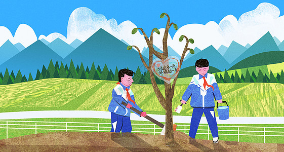 植树节插画保护树木高清图片