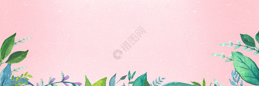 小清新粉色鲜花树叶背景图图片