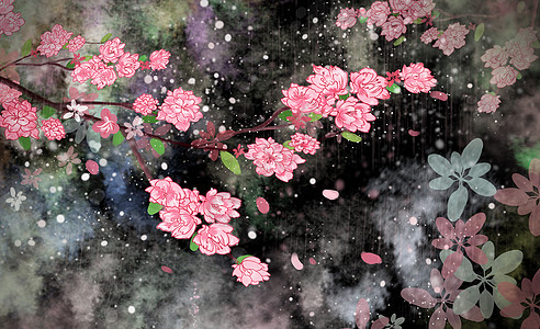 樱花夜背景素材壁纸图片