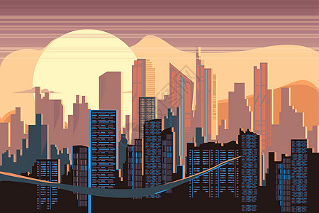 风景建筑城市矢量插画背景图片