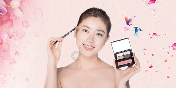 化妆品店铺眼影banner图设计图片