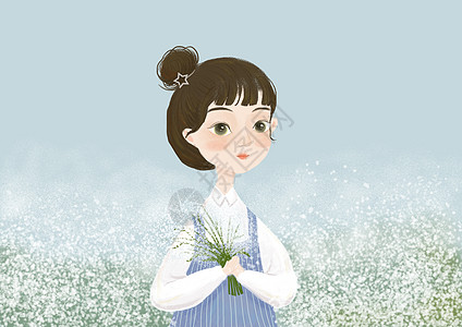 满天星一束花插画