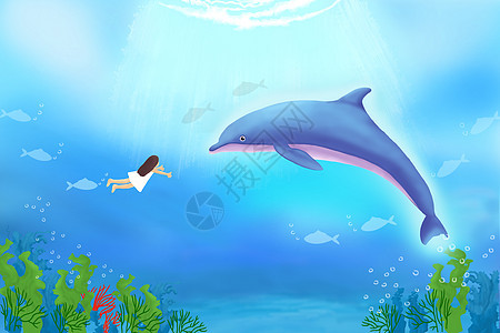 海底女孩和鲸鱼图片