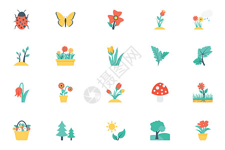 app预约植物图标插画
