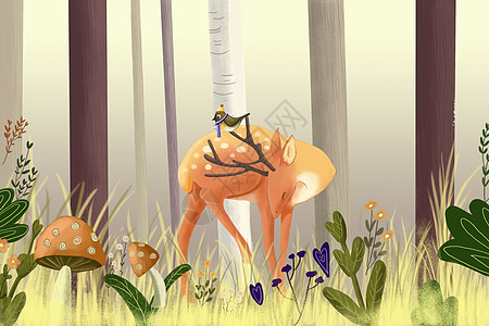 森林里的麋鹿背景图片