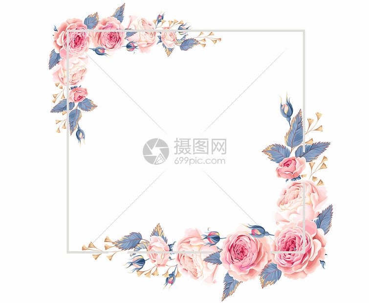 水彩花卉装饰框背景图片