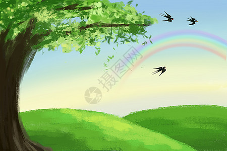 彩虹大树背景图片