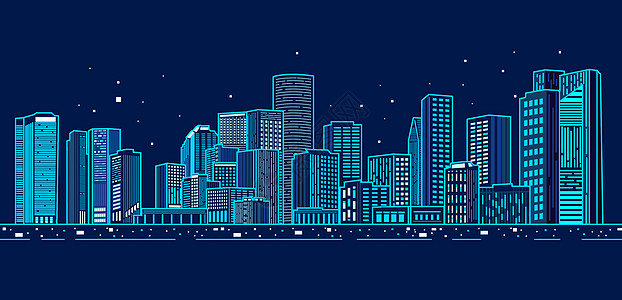 城市线稿都市商务插画