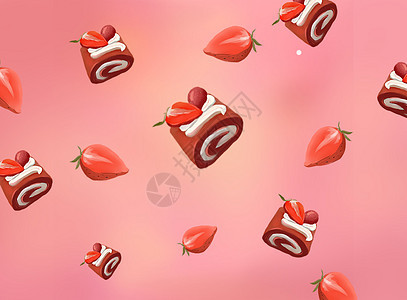 草莓甜点元素背景图片