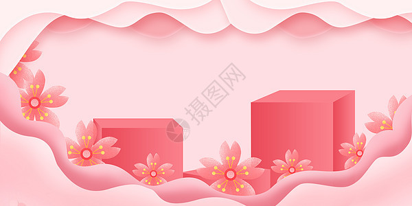 剪纸风粉色背景背景图片