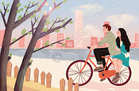 情侣骑单车单车海报高清图片