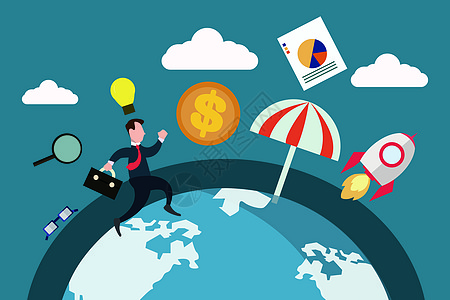 私募通告奔跑的业务员插画