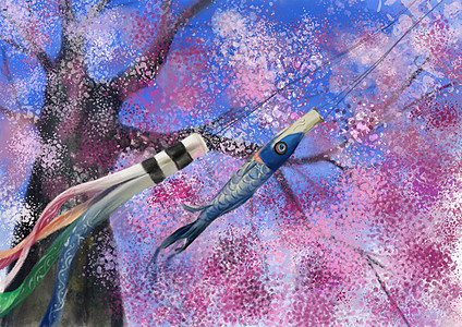 矛旗樱花雨插画