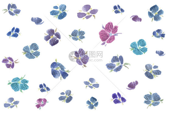 水彩蓝紫色小花背景素材图片