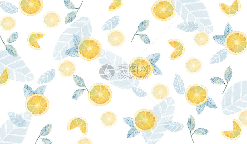 水彩柠檬背景素材插画图片下载 正版图片 摄图网