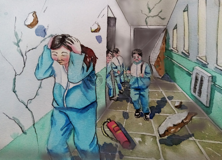 地震逃生插画图片下载-正版图片400117960-摄图网