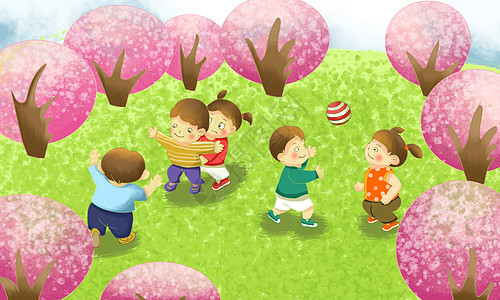 儿童节促销儿童户外活动插画