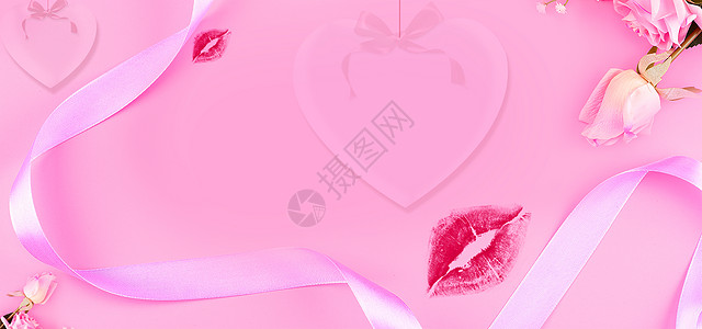 玫瑰口红粉色背景设计图片