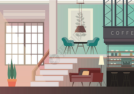 咖啡店室内家具背景图片