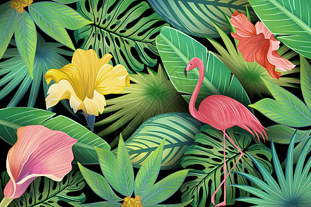 热带的热带植物背景插画