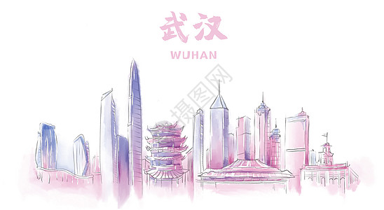 剧场背景武汉地标建筑插画