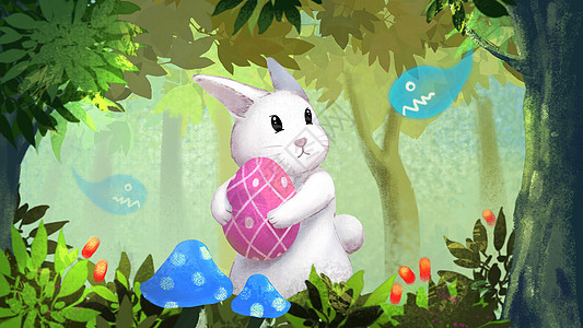 复活节彩蛋兔子背景图片