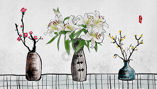 中国风花卉水墨画图片