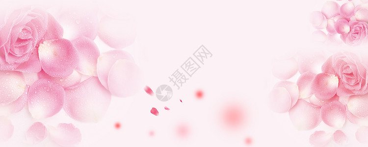 大红色玫瑰花瓣粉色小清新背景设计图片