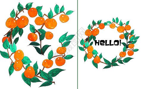 手绘水彩小橘子背景图片