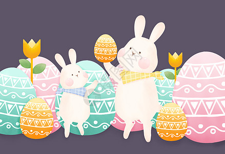 复活节兔子彩蛋背景图片