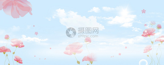 小清新云朵花朵背景图片