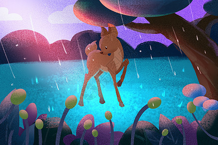 雨中的小鹿图片