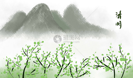 中国风清明节山水画图片