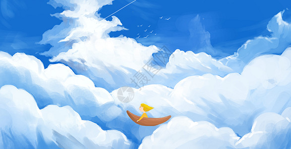蓝天中的小船高清图片