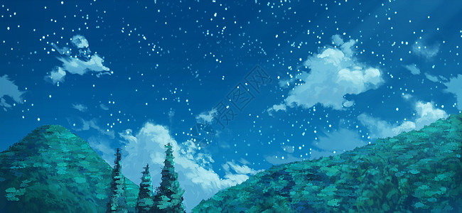 夜空下的树林背景图片
