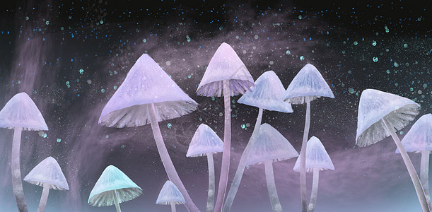 蘑菇伞唯美插画图片
