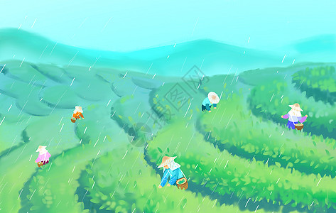 谷雨节气插画背景图片